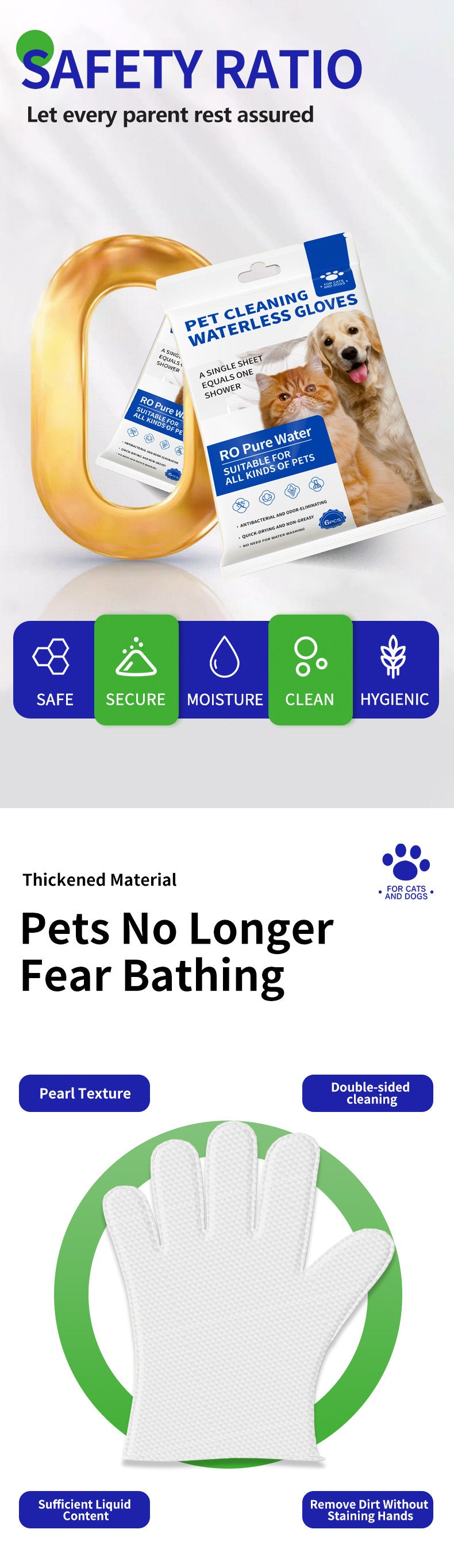 Pet grooming wipes gloves